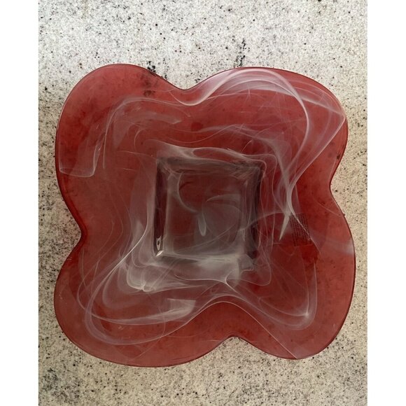 Made in Spain, Red, Recycled, Cold Painted Art Glass Coffee Table Bowl, 11.5” - Picture 11 of 11